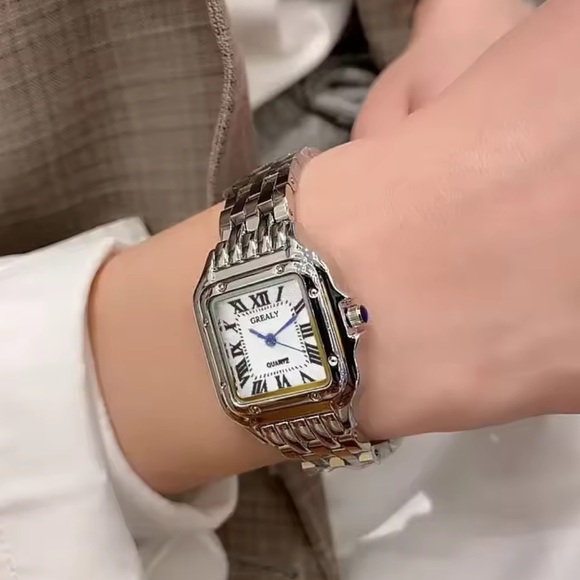 Panther silver Classic rectangle Stainless Steel Watch have size control tools - Picture 3 of 15